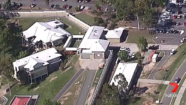 The Brisbane Youth Detention Centre at Wacol as pictured during a standoff between detained youths and staff in 2017.