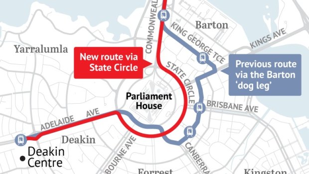 Light rail likely to go east around Parliament House to get to Woden