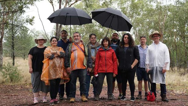 Some of the artists featured in the exhibition visiting the Myall Creek site.