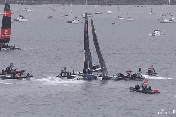 Rescue boats were quick to the scene. 