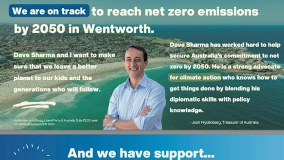 A flyer for Dave Sharma in Wentworth