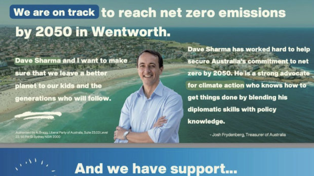 A flyer for Dave Sharma in Wentworth