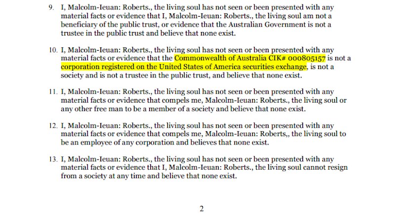 One Nation senator Malcolm Roberts previously claimed he was a “living soul” and not bound by laws