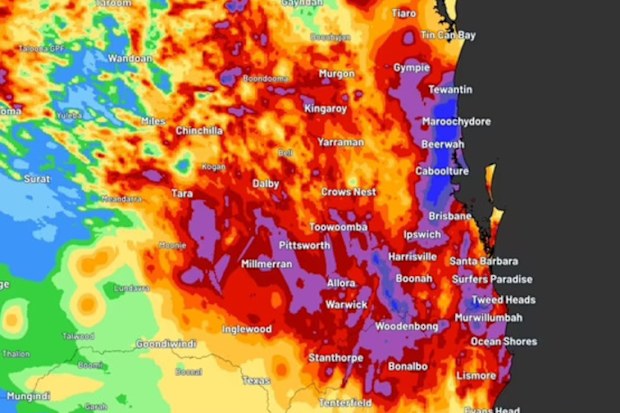 Estimate of Queensland rainfall in the 48 hours to 9 am Friday (AEST), October 23, 2026, based on radar data.