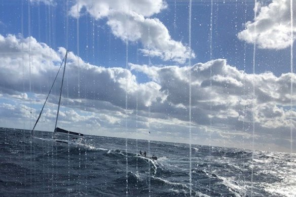 The yacht was towed in rough seas to Newcastle Harbour. 