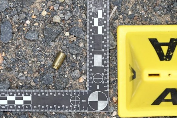 A NSW Police photograph of the fired cartridge case found at the Bungonia property.