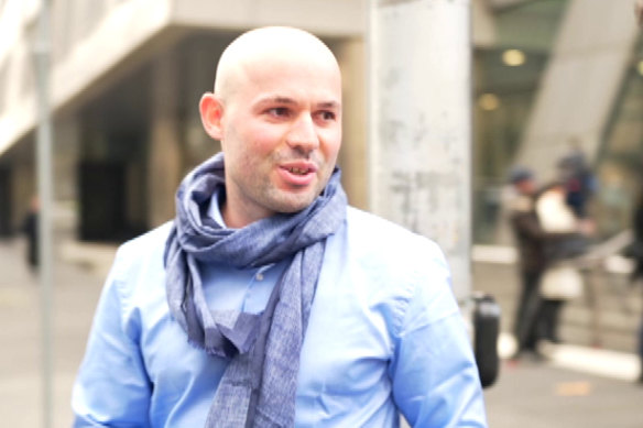 Organised crime boss, Albanian Diego Biba outside court.