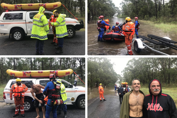 Close call: Henry Sawaya and his son Oliver were rescued from their Pitt Town home in the nick of time.