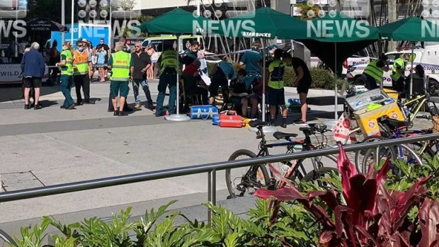 The scene at Starbucks in Broadbeach.