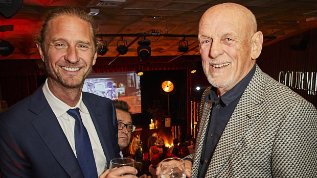 Justin Hemmes and Leon Fink at the annual Gourmet Traveller Restaurant Awards at Hubert on Wednesday.