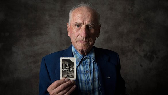 Liberation: Jack Meister with a photo taken of him at Buchenwald concentration camp by an American soldier in 1945. “Some people try to say I wasn’t there, but I know I was. I have the photo to prove it.” 