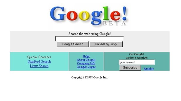 What Google Search looked like at launch, in 1998.