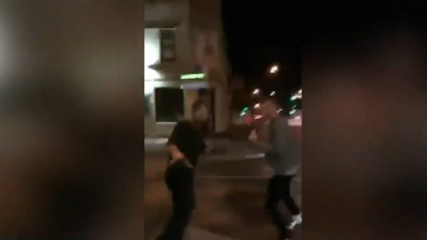 Disturbing video footage has emerged of a vicious assault outside fast food restaurant in Collingwood.