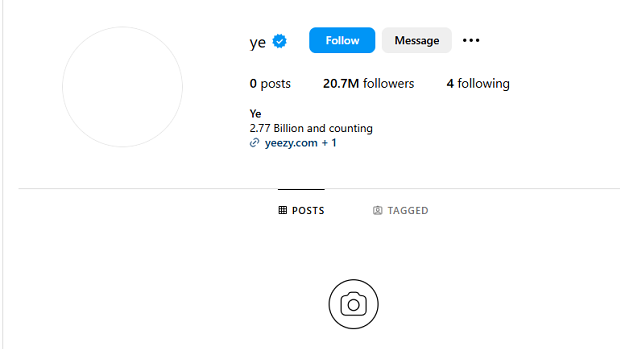A screenshot of Ye’s X account.