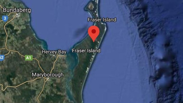 Fraser Island map showing the location of Lake Bowarrady.