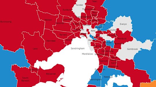 Electoral map shows Labor's dominance in 2018 Victorian election