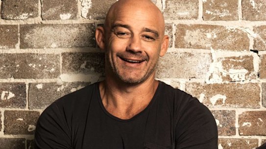 Happier times: Mark Geyer (left) alongside his former Triple M Grill Team colleagues Matthew Johns and Gus Worland.