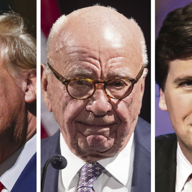Donald Trump, Rupert Murdoch and Tucker Carlson.