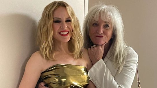 Amanda Pelman with Kylie Minogue in Las Vegas in 2024.
