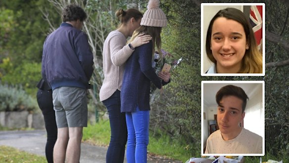 Friends and local residents leave floral tributes at the property in West Pennant Hills, where Jennifer and Jack Edwards were murdered by their father.