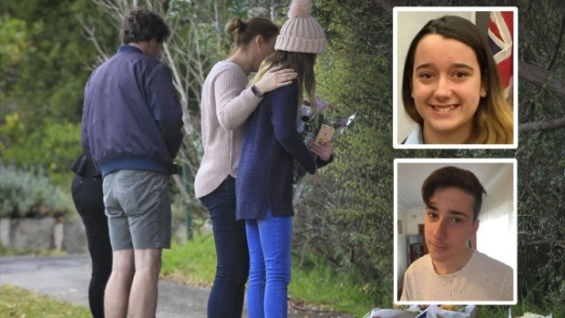 Friends and local residents leave floral tributes at the property in West Pennant Hills, where Jennifer and Jack Edwards were murdered by their father.