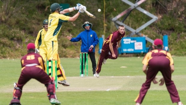 Will Sutherland batting at the under 19 national championships in December 2016.