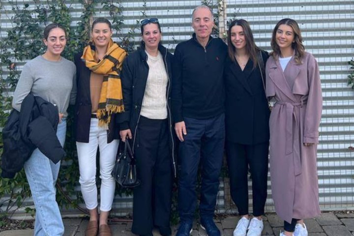 Charlie Shahin with (from right to left) Amira, Aya, Kholoud, Jasmin and Taj.