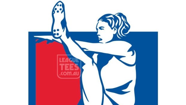 League Tees T-shirt and badge design, inspired by a photo of Carlton AFLW forward Tayla Harris.