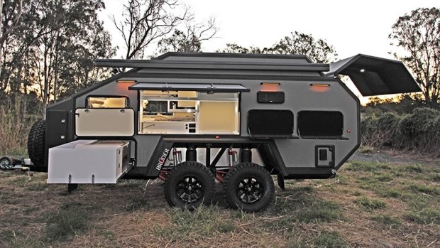An EXP-6 camper-trailer from Brisbane-based manufacturer Bruder.