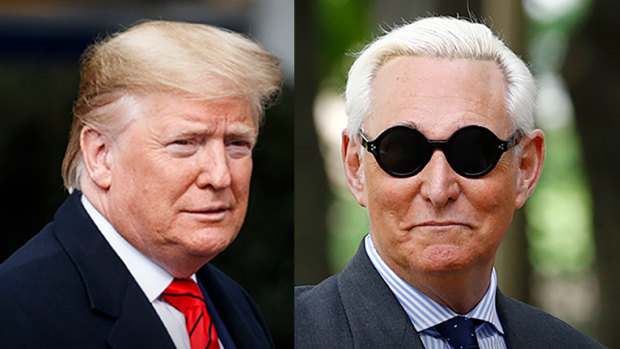 Donald Trump has defended his friend Roger Stone, right, who was sentenced to prison for lying to the law enforcement.