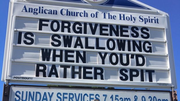A sign posted outside the Surfers Paradise Anglican Church of the Holy Spirit.