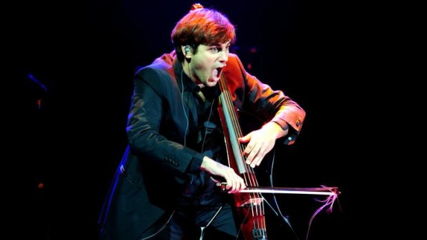 Cellist Stjepan Hauser warming up the stage for Elton John in 2017.