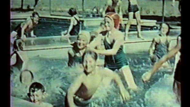 Children who lived at the Werribee sewerage farm swim in the main town's pool.