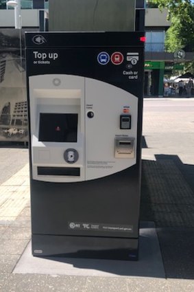 One of the new MyWay ticketing machines that will allow Canberrans to buy tickets for buses and the incoming light rail.