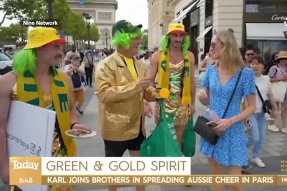Karl Stefanovic gets into the Olympic spirit on the streets of Paris.