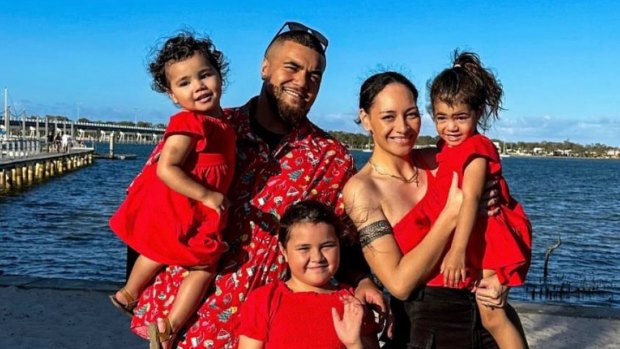 Cross River Rail worker Daniel Sa’u and his family in a photo posted on GoFundMe after his death.