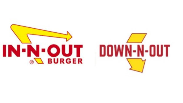 A composite image of US fast food outlet In-N-Out Burger and the Australian Down N' Out.