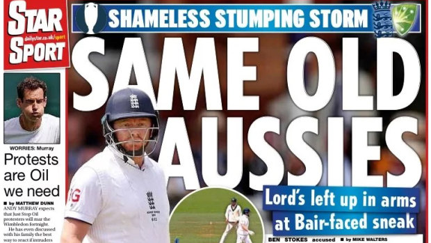 Front page of the Star Sport after Jonny Bairstow was stumped in a controversial moment that brought the Lord’s Test to life.