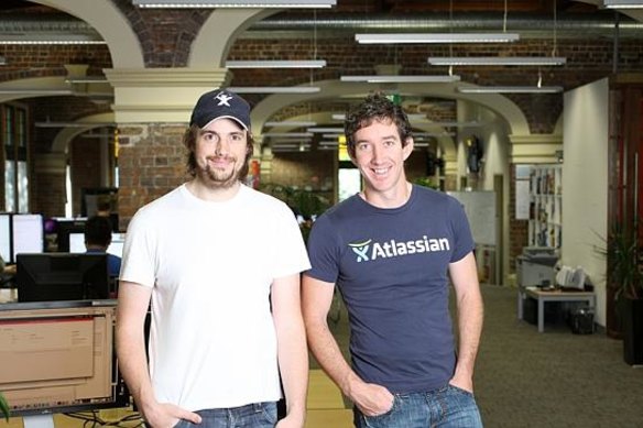 Atlassian co-founders Mike Cannon-Brookes and Scott Farquhar. 