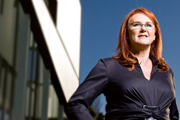 Seated at the power table: Naomi Milgrom, guest of Collingwood president Jeff Browne.