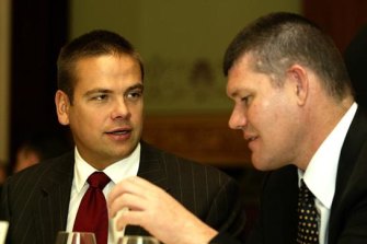 Old pals: Lachlan Murdoch, left and James Packer, in Sydney