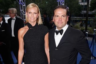 Lachlan Murdoch pictured with wife Sarah. 