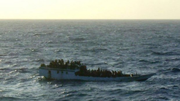 An asylum-seeker boat that went on to sink near Christmas Island in 2012.