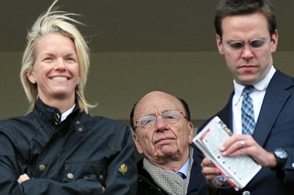 Elisabeth, Rupert and James Murdoch in 2013. 