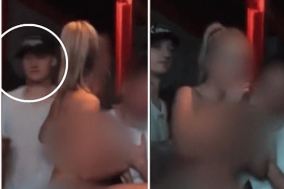 Dustin Martin was filmed touching a topless woman.