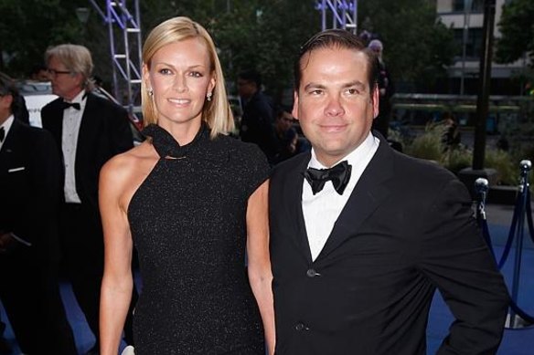 Lachlan Murdoch pictured with wife Sarah. 