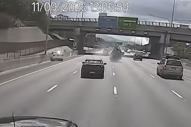 The SUV was sent flipping across several lanes.