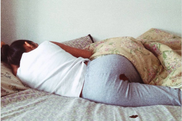 Instagram removed this picture of poet Rupi Kaur in 2015.