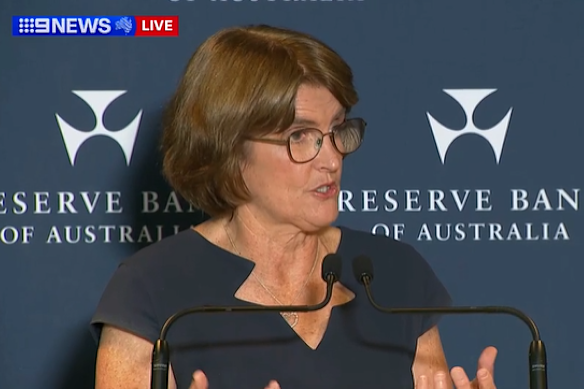 RBA governor Michele Bullock speaks to the media on Tuesday.
