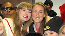 Taylor Swift and Kylie Kelce with friends at Chiefs game